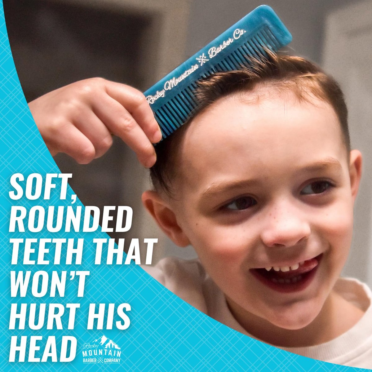 Kids Hair Comb - Soft Rounded Teeth, Gentle Styling for All Hair Types - Cellulose Acetate - Includes Pouch Avelisse