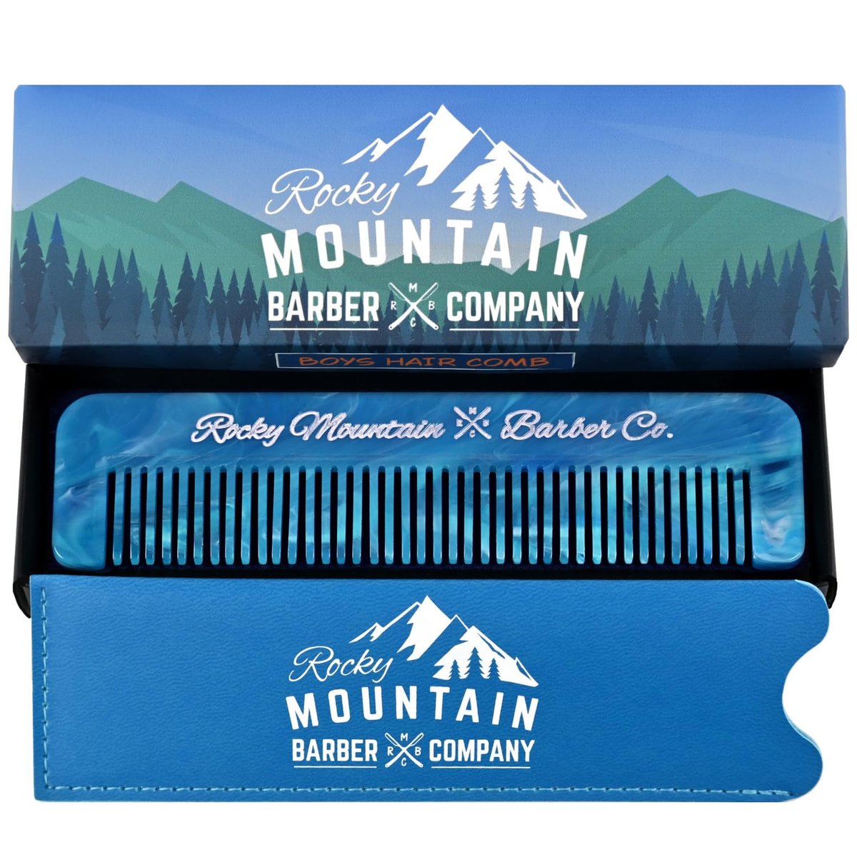 Kids Hair Comb - Soft Rounded Teeth, Gentle Styling for All Hair Types - Cellulose Acetate - Includes Pouch Avelisse