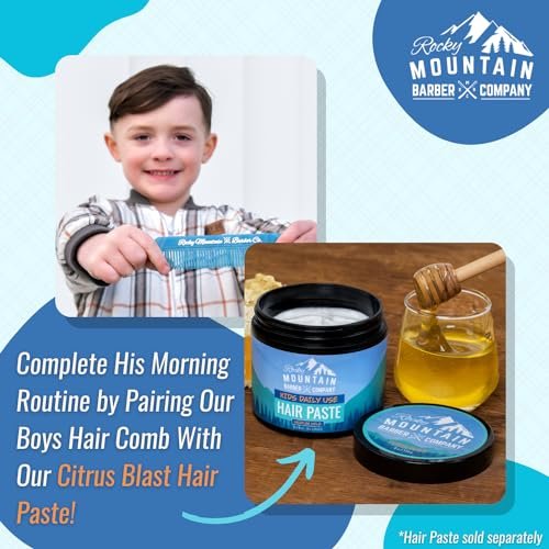 Kids Hair Comb - Soft Rounded Teeth, Gentle Styling for All Hair Types - Cellulose Acetate - Includes Pouch Avelisse