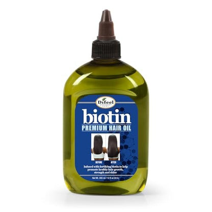Difeel Biotin Premium Hair Oil - Large 12 oz. for Nourished, Thicker-Looking Hair
