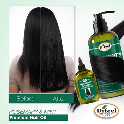 Difeel Rosemary and Mint Premium Hair Oil with Biotin - Large 12 oz - Natural Rosemary Oil for Hair Growth & Biotin