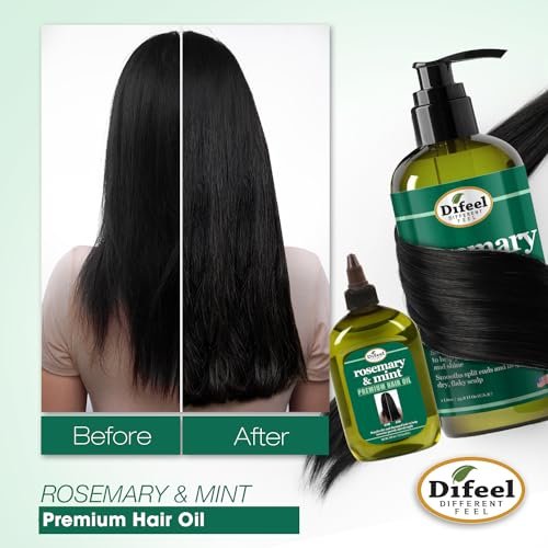 Difeel Rosemary and Mint Premium Hair Oil with Biotin - Large 12 oz - Natural Rosemary Oil for Hair Growth & Biotin - görsel 6