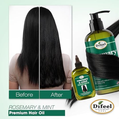 Difeel Rosemary and Mint Premium Hair Oil with Biotin - Large 12 oz - Natural Rosemary Oil for Hair Growth & Biotin