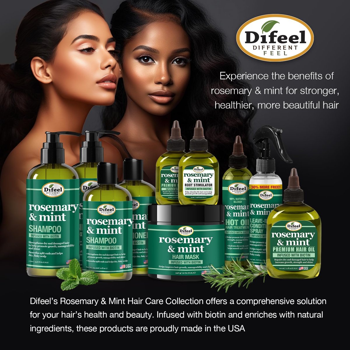 Difeel Rosemary and Mint Premium Hair Oil with Biotin - Large 12 oz - Natural Rosemary Oil for Hair Growth & Biotin - görsel 15