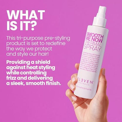 ELEVEN AUSTRALIA Smooth Me Now Thermal Spray - Heat Protectant for Women & Men, Anti-Frizz, Lightweight, 6.8 fl oz Avelisse