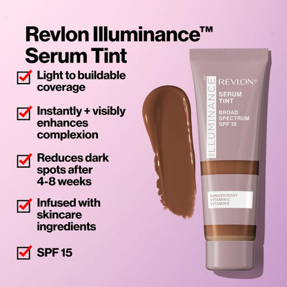 Revlon Illuminance Tinted Serum with Triple Hyaluronic Acid, SPF 15, Buff Beige, 0.94 fl oz