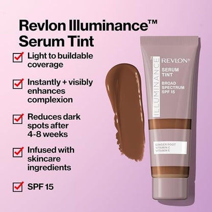 Revlon Illuminance Tinted Serum with Triple Hyaluronic Acid, SPF 15, Buff Beige, 0.94 fl oz
