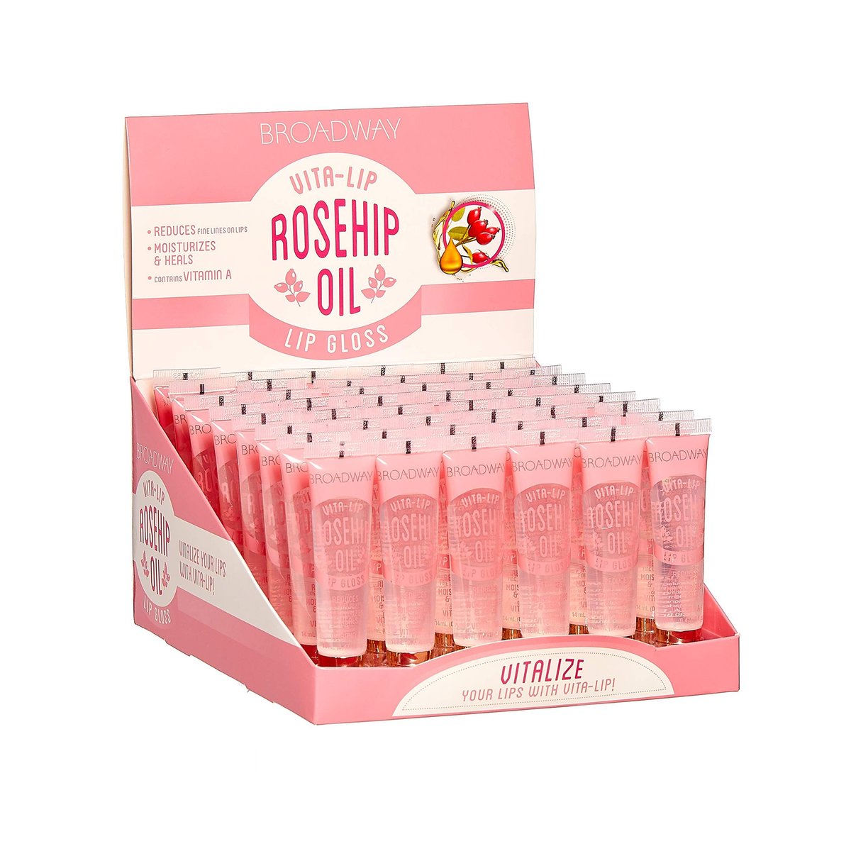 Ruby Kisses Broadway Vita-Lip Clear Lip Gloss with Rosehip Oil – 12-Pack Ultra-Hydrating High-Shine Non-Sticky Lip Gloss Avelisse
