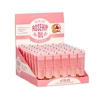 Ruby Kisses Broadway Vita-Lip Clear Lip Gloss with Rosehip Oil – 12-Pack Ultra-Hydrating High-Shine Non-Sticky Lip Gloss Avelisse