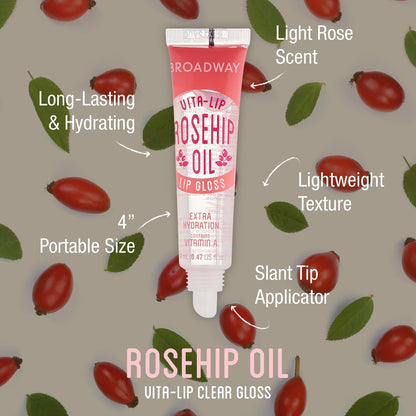 Ruby Kisses Broadway Vita-Lip Clear Lip Gloss (6-Pack) – Ultra-Hydrating & Soothing Formula with Rosehip Oil & Vitamin Oils, High-Shine Non-Sticky Finish
