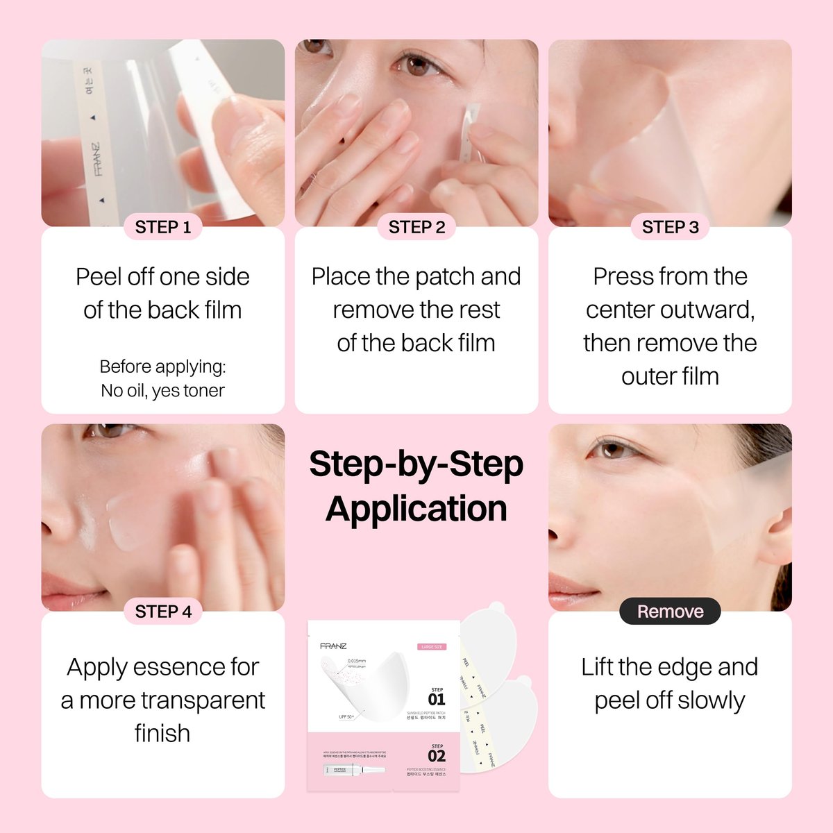 FRANZ UV Patch UPF 50+ Sun Protection – Peptide-Infused Anti-Aging Facial Patches for Daily Outdoor Activities (5 Pairs) - görsel 17