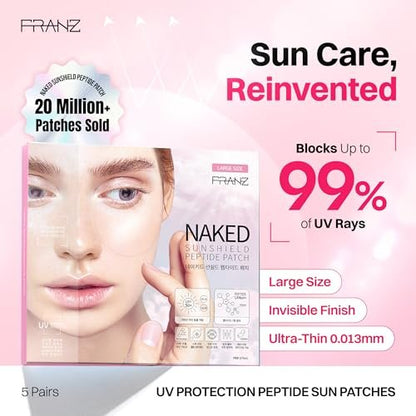 FRANZ UV Patch UPF 50+ Sun Protection – Peptide-Infused Anti-Aging Facial Patches for Daily Outdoor Activities (5 Pairs)