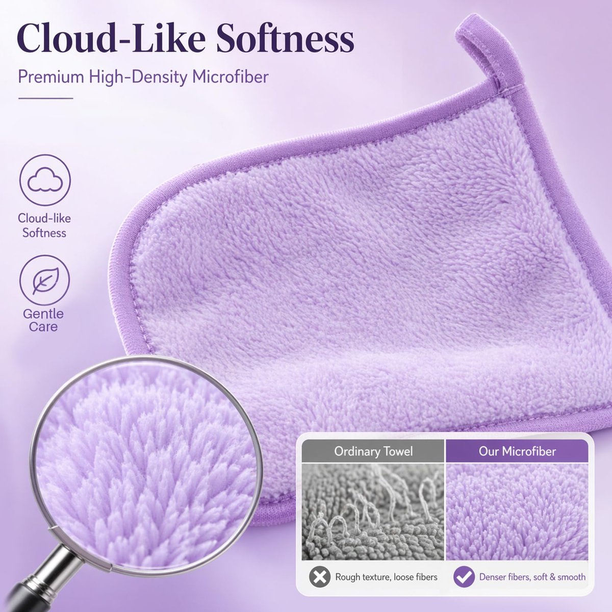 Sukh Makeup Remover Cloth - 7PCS Reusable Microfiber Face Towels, 6x6 Inch Soft Facial Cleansing Cloths for Women, Gentle Washable Makeup Remover Pads for All Skin Types, Travel & Daily Use - görsel 11