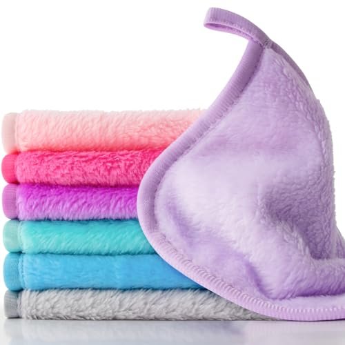 Sukh Makeup Remover Cloth - 7PCS Reusable Microfiber Face Towels, 6x6 Inch Soft Facial Cleansing Cloths for Women, Gentle Washable Makeup Remover Pads for All Skin Types, Travel & Daily Use - görsel 2