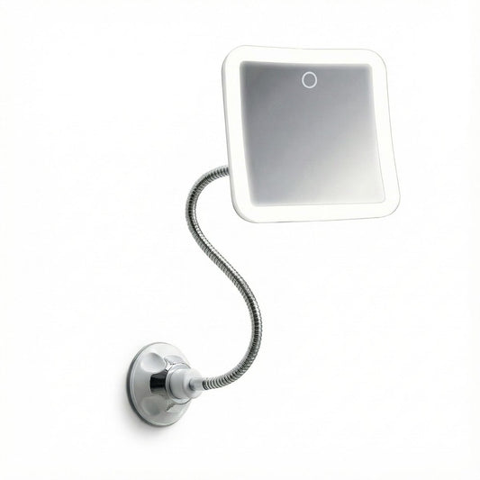 Fancii 10x Flexible Magnifying Mirror with 3 LED Light Settings, Rechargeable - Gooseneck Lighted Makeup Mirror for Bathroom, Locking Suction Mount, Cordless, 360° Rotatable (Mira 2 Plus) Avelisse