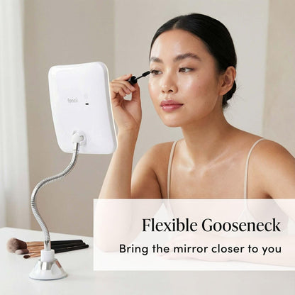 Fancii 10x Flexible Magnifying Mirror with 3 LED Light Settings, Rechargeable - Gooseneck Lighted Makeup Mirror for Bathroom, Locking Suction Mount, Cordless, 360° Rotatable (Mira 2 Plus) Avelisse