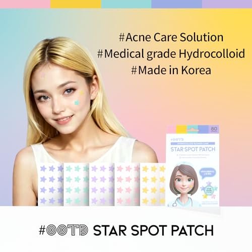 #OOTD Star Pimple Patches – Hydrocolloid Acne Spot Treatment with Niacinamide & Ceramide, Cute Pastel Colors, K-Beauty Skincare for Face, 80 Count Avelisse