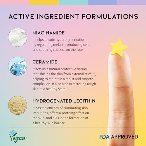 #OOTD Star Pimple Patches – Hydrocolloid Acne Spot Treatment with Niacinamide & Ceramide, Cute Pastel Colors, K-Beauty Skincare for Face, 80 Count Avelisse