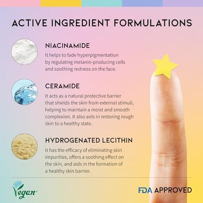 #OOTD Star Pimple Patches – Hydrocolloid Acne Spot Treatment with Niacinamide & Ceramide, Cute Pastel Colors, K-Beauty Skincare for Face, 80 Count Avelisse