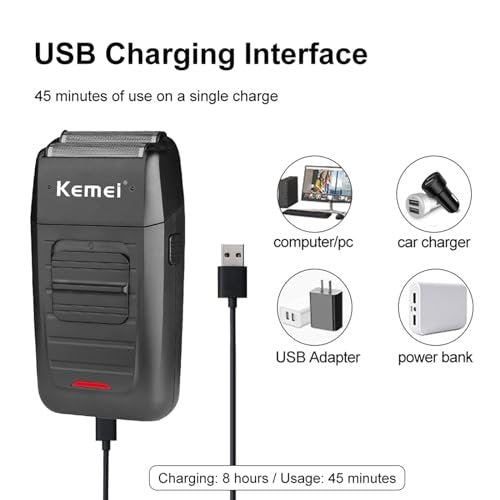 KEMEI Professional Hair Clipper & Beard Trimmer Set for Men – Cordless Rechargeable Fade Clipper Kit (KM-2299, KM-2296, KM-1102) Avelisse