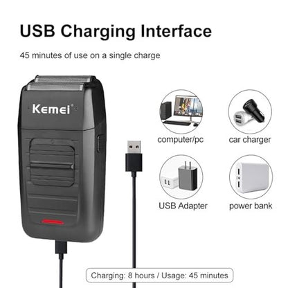 KEMEI Professional Hair Clipper & Beard Trimmer Set for Men – Cordless Rechargeable Fade Clipper Kit (KM-2299, KM-2296, KM-1102) Avelisse