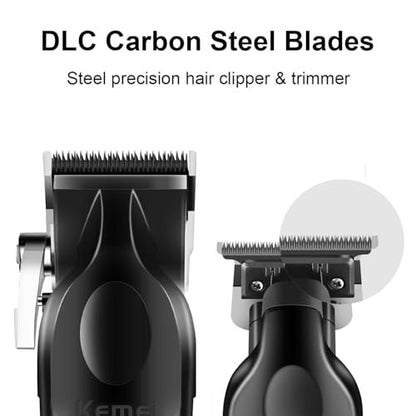 KEMEI Professional Hair Clipper & Beard Trimmer Set for Men – Cordless Rechargeable Fade Clipper Kit (KM-2299, KM-2296, KM-1102) Avelisse