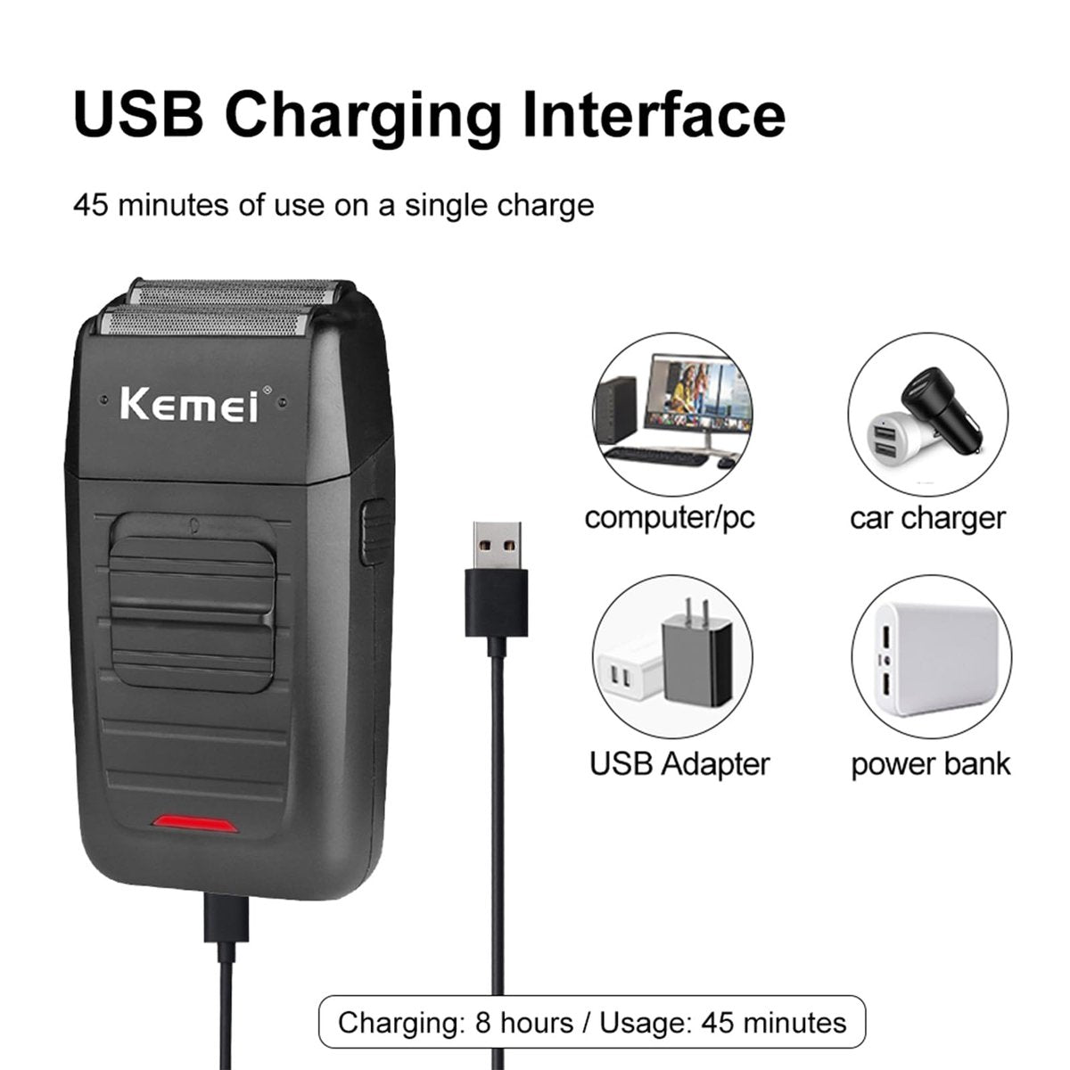 KEMEI Professional Hair Clipper & Beard Trimmer Set for Men – Cordless Rechargeable Fade Clipper Kit (KM-2299, KM-2296, KM-1102) Avelisse