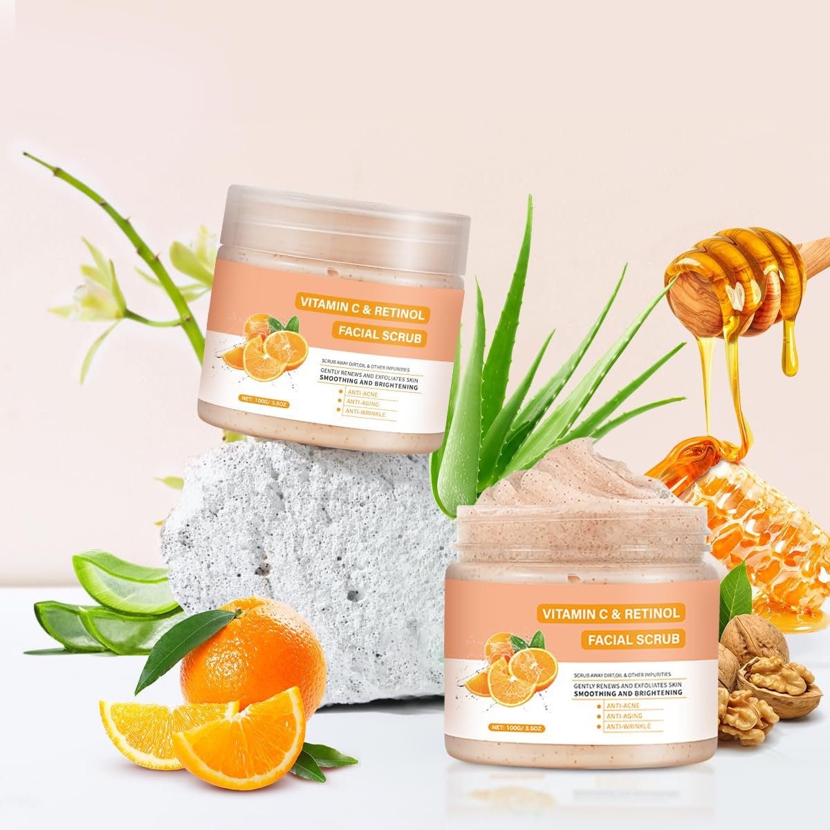 IREV Vitamin C Face Scrub – Exfoliating Facial Wash with Retinol, Deep Cleansing for Women & Men, 3.53 oz - görsel 13