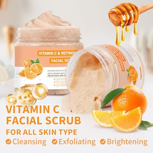 IREV Vitamin C Face Scrub – Exfoliating Facial Wash with Retinol, Deep Cleansing for Women & Men, 3.53 oz - görsel 6