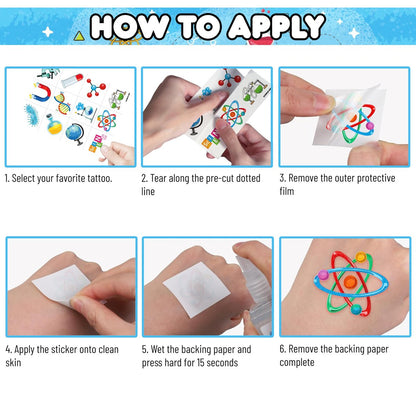96-Pack Funny Science Temporary Tattoos for Kids – Mad Scientist Lab Birthday Party Favors, Chemistry Experiment Tattoo Stickers for Boys & Girls