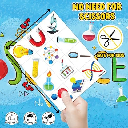 96-Pack Funny Science Temporary Tattoos for Kids – Mad Scientist Lab Birthday Party Favors, Chemistry Experiment Tattoo Stickers for Boys & Girls