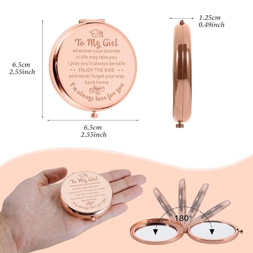 2026 Graduation Gifts for Women - Class of 2026 Compact Mirror - Rose Gold Senior Year Gift for Her Avelisse