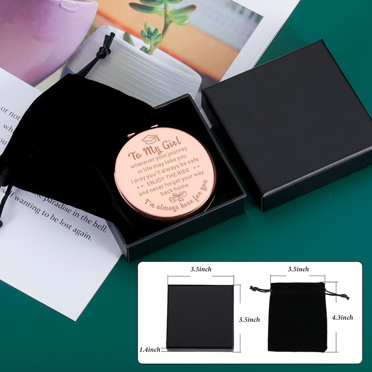 2026 Graduation Gifts for Women - Class of 2026 Compact Mirror - Rose Gold Senior Year Gift for Her Avelisse