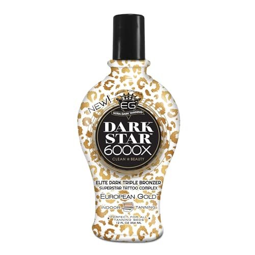 European Gold Dark Star 6000X Ultra-Dark Tanning Lotion - Triple-Bronze Formula for Deep, Long-Lasting Tan, 12 oz Avelisse
