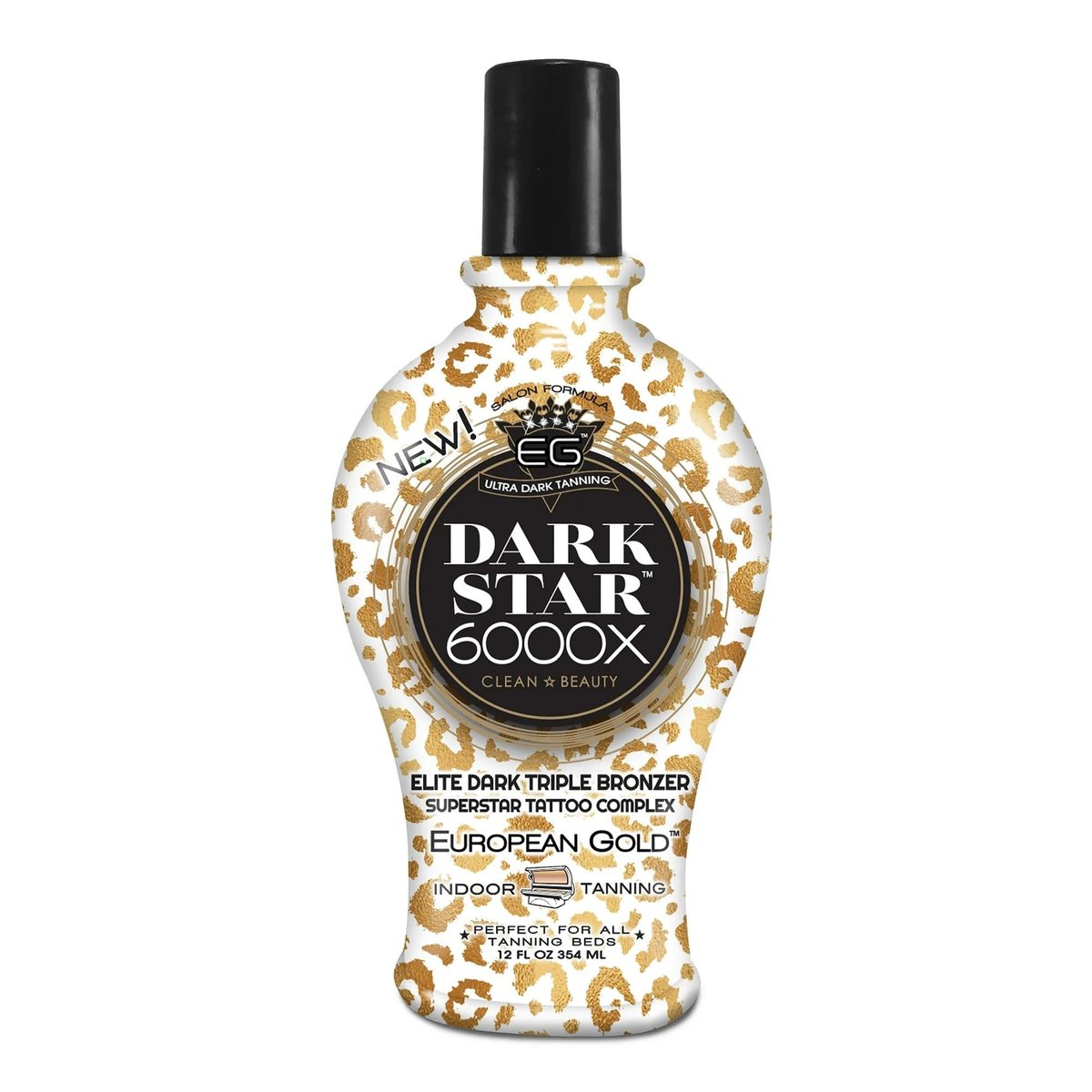 European Gold Dark Star 6000X Ultra-Dark Tanning Lotion - Triple-Bronze Formula for Deep, Long-Lasting Tan, 12 oz Avelisse