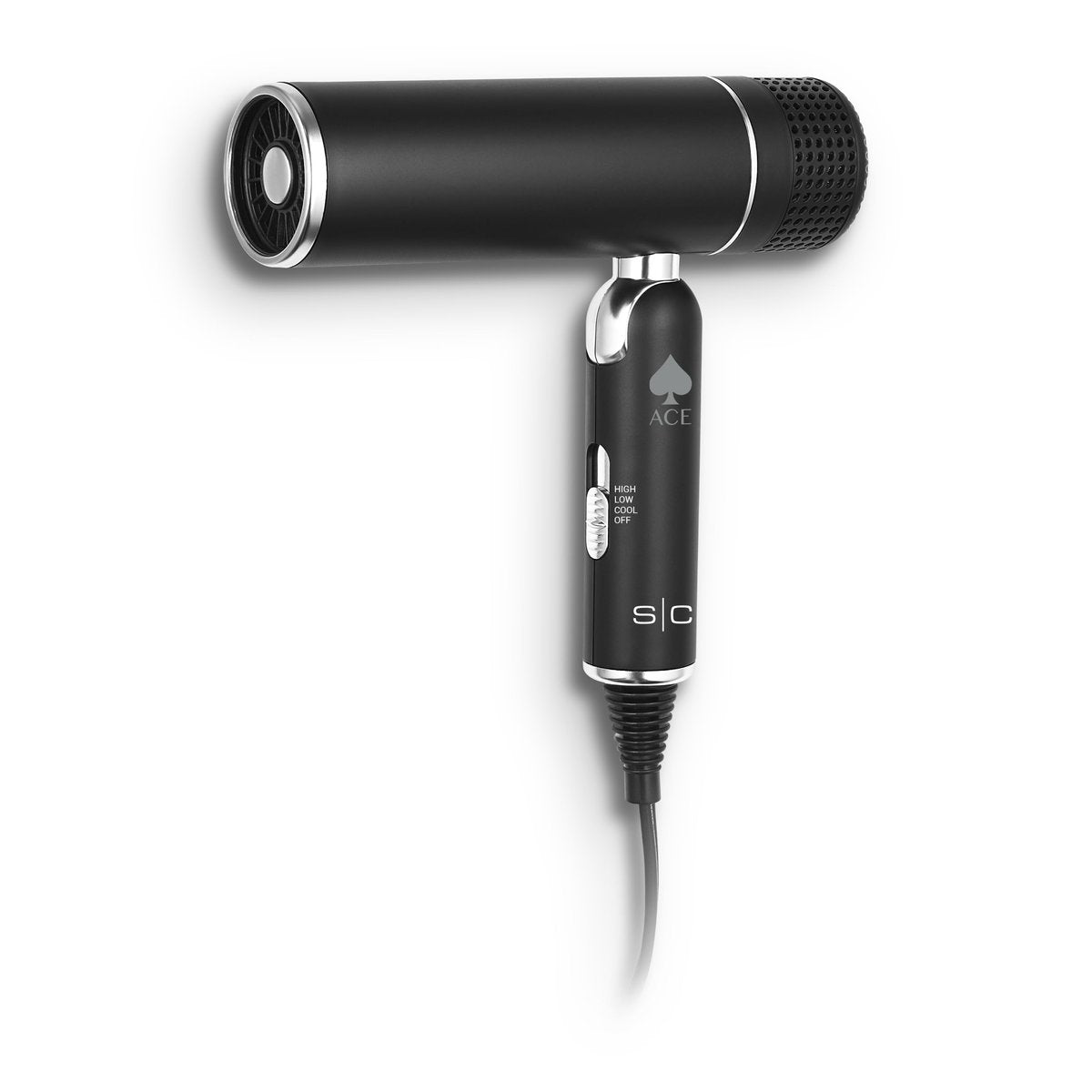 StyleCraft Ace Foldable Lightweight Hair Dryer with Powerful Motor, Diffuser & Concentrator Nozzle – Black Avelisse