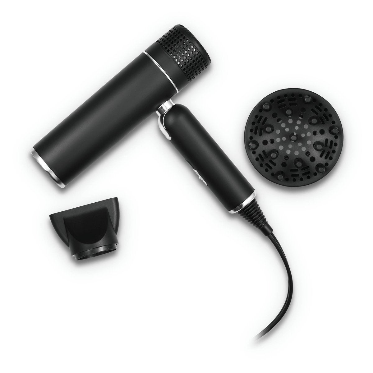 StyleCraft Ace Foldable Lightweight Hair Dryer with Powerful Motor, Diffuser & Concentrator Nozzle – Black Avelisse