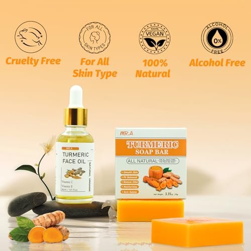 MR.A Turmeric Soap Bar & Oil Set: Natural Vitamin C Infused Face & Body Cleanser, Soothing & Hydrating Skincare for All Skin Types - görsel 12