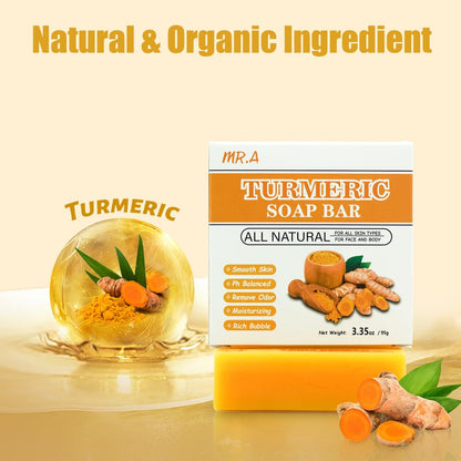 MR.A Turmeric Soap Bar & Oil Set: Natural Vitamin C Infused Face & Body Cleanser, Soothing & Hydrating Skincare for All Skin Types