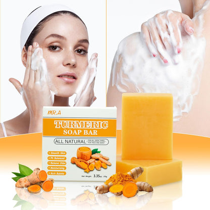MR.A Turmeric Soap Bar & Oil Set: Natural Vitamin C Infused Face & Body Cleanser, Soothing & Hydrating Skincare for All Skin Types