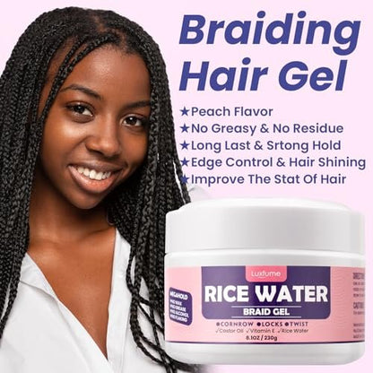 Luxfume Braiding Gel Extra Hold 8.1 oz – Extreme Hold for Braids, Twists, Locs & Edges with High Shine, No White Residue