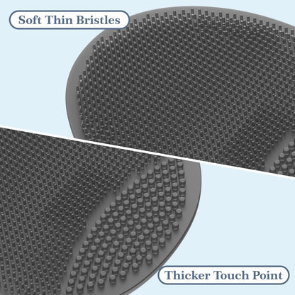 Manmihealth Silicone Back Scrubber (Thin Bristles) & Shower Face Brush Set (3PCS) - Gentle Exfoliating Body Scrubber, Bath Glove, Face Scrubber, Gray