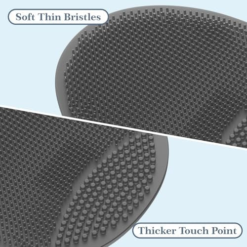 Manmihealth Silicone Back Scrubber (Thin Bristles) & Shower Face Brush Set (3PCS) - Gentle Exfoliating Body Scrubber, Bath Glove, Face Scrubber, Gray - görsel 6