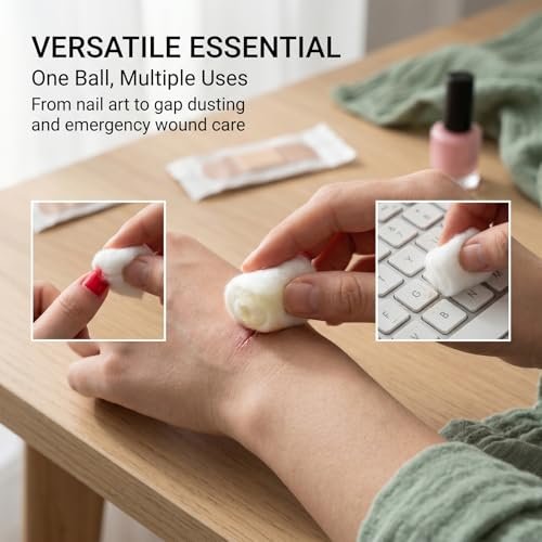 Sukh 250PCS Cotton Balls - Pure White Cotton Balls for Makeup Removal, Nail Polish Remover, Facial Care & Sensitive Skin - görsel 10