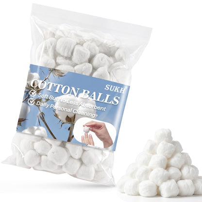 Sukh 250PCS Cotton Balls - Pure White Cotton Balls for Makeup Removal, Nail Polish Remover, Facial Care & Sensitive Skin