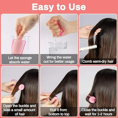 MAQIHAN 36PCS Foam Hair Rollers - Heatless Sponge Rollers for Short & Long Hair, Overnight Curlers for Soft Bouncy Curls, Jumbo Large Foam Rollers for Sleeping
