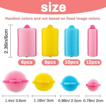 MAQIHAN 36PCS Foam Hair Rollers - Heatless Sponge Rollers for Short & Long Hair, Overnight Curlers for Soft Bouncy Curls, Jumbo Large Foam Rollers for Sleeping