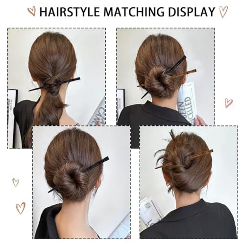 16 PCS Retro Wooden Hair Sticks Bamboo Shape Hair Chopsticks - Vintage Elegant Hair Pins for Long Hair Women and Girls Bun Hairstyles Decorative Holder - görsel 14