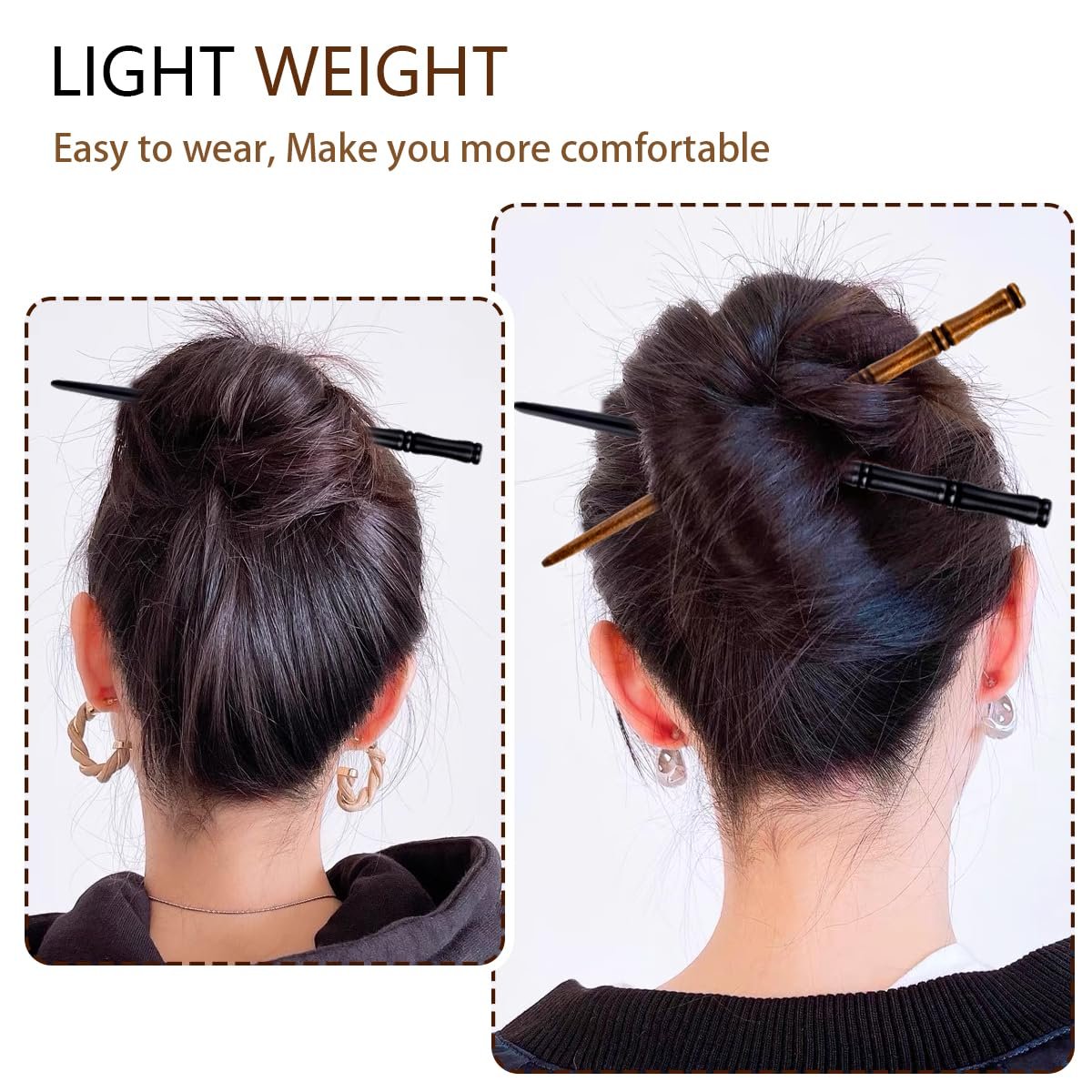 16 PCS Retro Wooden Hair Sticks Bamboo Shape Hair Chopsticks - Vintage Elegant Hair Pins for Long Hair Women and Girls Bun Hairstyles Decorative Holder - görsel 11