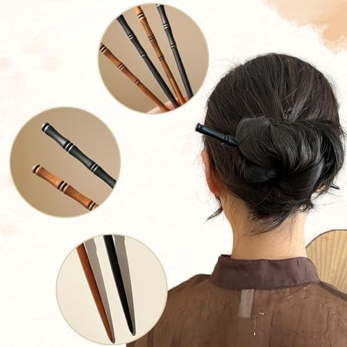 16 PCS Retro Wooden Hair Sticks Bamboo Shape Hair Chopsticks - Vintage Elegant Hair Pins for Long Hair Women and Girls Bun Hairstyles Decorative Holder - görsel 6